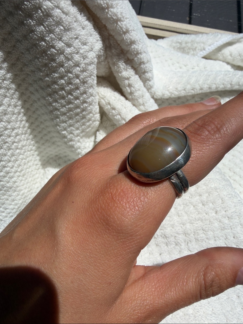 Sterling Silver Agate Oval Ring